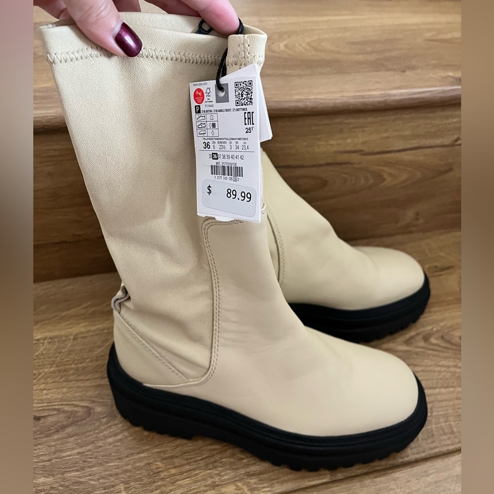 Zara genuine leather heeled boots